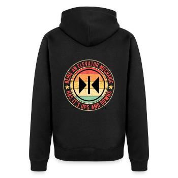 Elevator mechanic Elevator fitter - Unisex Premium Organic Zip Hoodie - black - Back - Nico (187cm)