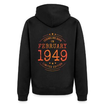 Anniversaire Février 1949 Edition Limitée Vintage - Veste à capuche bio Premium Unisexe - noir - Dos - Nico (187cm)