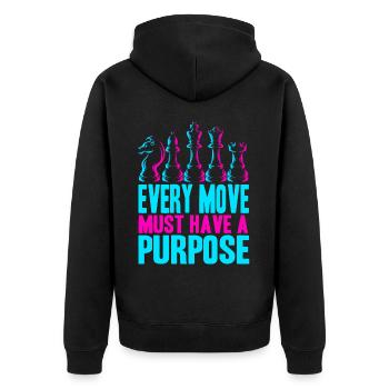 Every Move Must Have A Purpose Funny Chess Player - Unisex Premium Bio Zip Hoodie - Schwarz - Hinten - Nico (187cm)