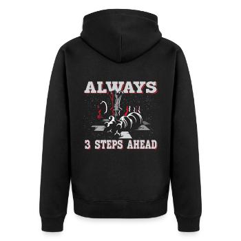 Always 3 Steps Ahead Funny Chess Player - Unisex Premium Organic Zip Hoodie - black - Back - Nico (187cm)