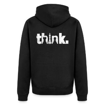 Think Funny Chess Player - Unisex Premium Bio Zip Hoodie - Schwarz - Hinten - Nico (187cm)
