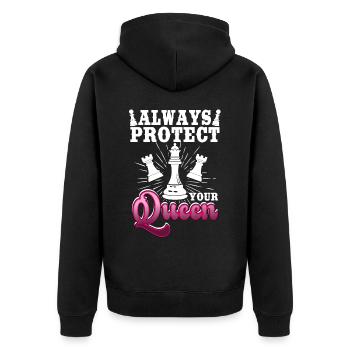 Always Protect Your Queen Funny Chess Player - Unisex Premium Bio Zip Hoodie - Schwarz - Hinten - Nico (187cm)
