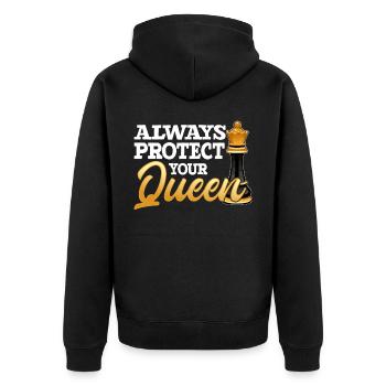 Always Protect Your Queen Funny Chess Player - Unisex Premium Bio Zip Hoodie - Schwarz - Hinten - Nico (187cm)