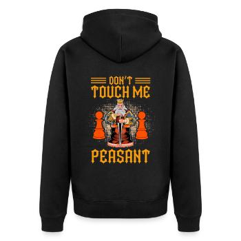 Don't touch me Peasant Funny Chess Player - Unisex Premium Bio Zip Hoodie - Schwarz - Hinten - Nico (187cm)