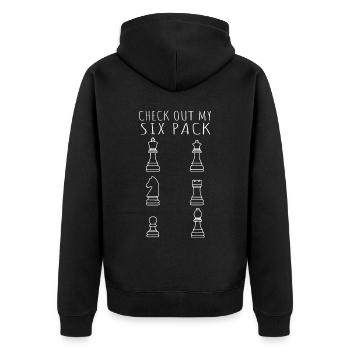 Check Out My Sixpack Funny Chess Player - Unisex Premium Bio Zip Hoodie - Schwarz - Hinten - Nico (187cm)