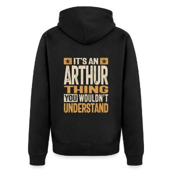 It's an Arthur Thing Personalized Name - Unisex Premium Organic Zip Hoodie - black - Back - Nico (187cm)