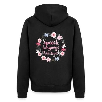 Speech Therapist Therapy Assistant - Unisex Premium Bio Zip Hoodie - Schwarz - Hinten - Nico (187cm)