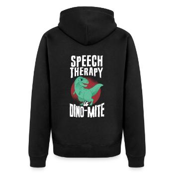 Speech Therapist Therapy Assistant - Unisex Premium Organic Zip Hoodie - black - Back - Nico (187cm)