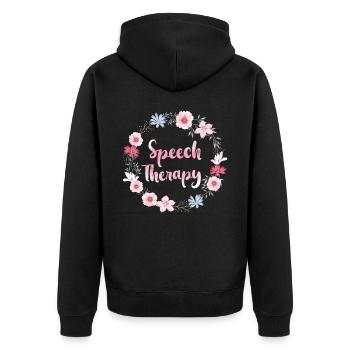 Speech Therapist Therapy Assistant - Unisex Premium Organic Zip Hoodie - black - Back - Nico (187cm)