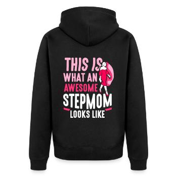 So Sieht Eine Großartige Stiefmutter Aus - Unisex Premium Bio Zip Hoodie - Schwarz - Hinten - Nico (187cm)