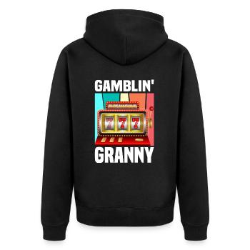 Kasino Glücksspiel Spielautomat Kartenspiel - Unisex Premium Bio Zip Hoodie - Schwarz - Hinten - Nico (187cm)