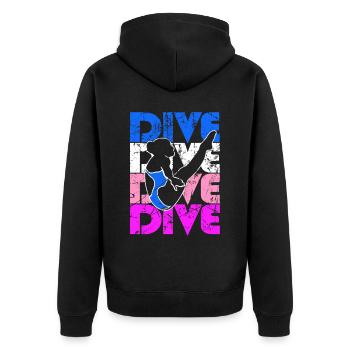 Turmspringen Turmspringer Mädchen - Unisex Premium Bio Zip Hoodie - Schwarz - Hinten - Nico (187cm)