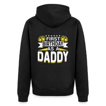 Erster Geburtstag Als Papi Vater Papa Party - Unisex Premium Bio Zip Hoodie - Schwarz - Hinten - Nico (187cm)