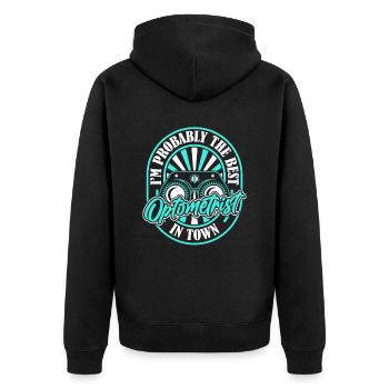 Optiker Augenoptiker Phoropter - Unisex Premium Bio Zip Hoodie - Schwarz - Hinten - Nico (187cm)