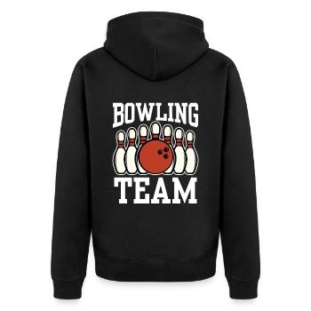 Bowling Team Hobby Bowler Mannschaft - Unisex Premium Bio Zip Hoodie - Schwarz - Hinten - Nico (187cm)