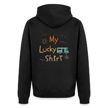 motorhome driver camping car funny vintage - Unisex Premium Organic Zip Hoodie - black - Back - Nico (187cm)