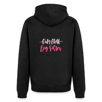 Große Schwester - Unisex Premium Bio Zip Hoodie - Schwarz - Hinten - Nico (187cm)
