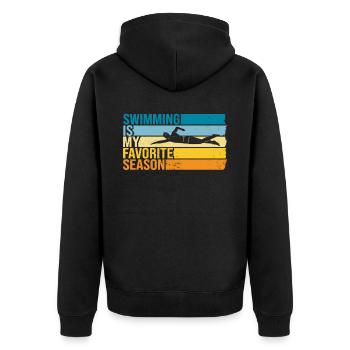 Swimming Is My Favorite Season - Unisex Premium Organic Zip Hoodie - black - Back - Nico (187cm)