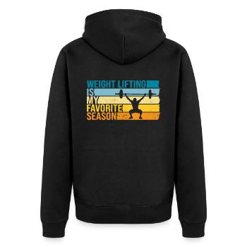 Weight Lifting Is My Favorite Season - Unisex Premium Organic Zip Hoodie - black - Back - Nico (187cm)