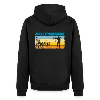 Archery Is My Favorite Season - Unisex Premium Bio Zip Hoodie - Schwarz - Hinten - Nico (187cm)