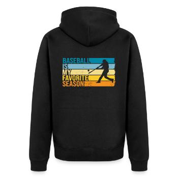 Baseball Is My Favorite Season - Unisex Premium Organic Zip Hoodie - black - Back - Nico (187cm)