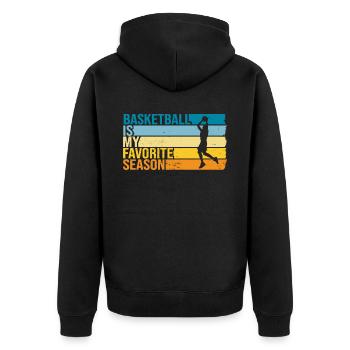 Basketball Is My Favorite Season - Unisex Premium Organic Zip Hoodie - black - Back - Nico (187cm)