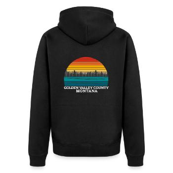 Golden Valley County, Montana - Unisex Premium Organic Zip Hoodie - black - Back - Nico (187cm)