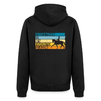 Equestrian Is My Favorite Season - Unisex Premium Organic Zip Hoodie - black - Back - Nico (187cm)