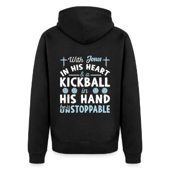 Jésus dans le cœur - Joueur de kickball - Veste à capuche bio Premium Unisexe - noir - Dos - Nico (187cm)