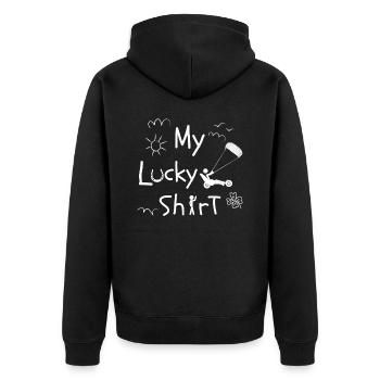 Strand-Kite Windracer lustiges Kite-Strandsegler - Unisex Premium Bio Zip Hoodie - Schwarz - Hinten - Nico (187cm)