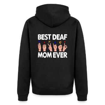 Deaf hearing impaired - Unisex Premium Organic Zip Hoodie - black - Back - Nico (187cm)
