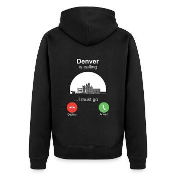 Denver is Calling - Unisex Premium Bio Zip Hoodie - Schwarz - Hinten - Nico (187cm)