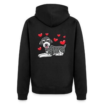 Schnoodle Hund - Unisex Premium Bio Zip Hoodie - Schwarz - Hinten - Nico (187cm)