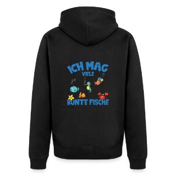 Taucher Schnorchler Meeresbewohner - Unisex Premium Bio Zip Hoodie - Schwarz - Hinten - Nico (187cm)