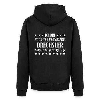 Drechsler Lustiger Spruch Job Drechsler Geschenk - Unisex Premium Bio Zip Hoodie - Schwarz - Hinten - Nico (187cm)