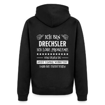 Drechsler Lustiger Spruch Job Drechsler Geschenk - Unisex Premium Bio Zip Hoodie - Schwarz - Hinten - Nico (187cm)