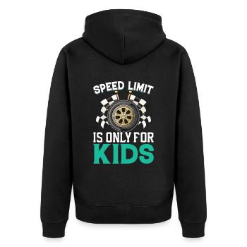 Speed limit is only for children - - Unisex Premium Organic Zip Hoodie - black - Back - Nico (187cm)