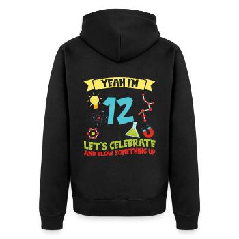 Yeah I'm 12 - Science Birthday - Unisex Premium Bio Zip Hoodie - Schwarz - Hinten - Nico (187cm)