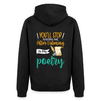 Tu arrêteras de me haïr - Poet Poetry - Veste à capuche bio Premium Unisexe - noir - Dos - Nico (187cm)