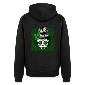 Saint Patricks Day Kelten Schottisch - Unisex Premium Bio Zip Hoodie - Schwarz - Hinten - Nico (187cm)