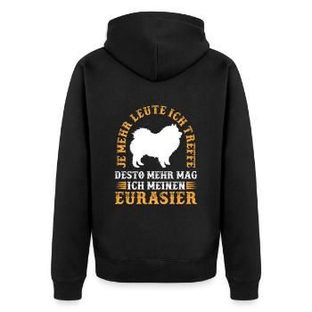 Desto mehr mag ich Eurasier Eurasian Dog - Unisex Premium Bio Zip Hoodie - Schwarz - Hinten - Nico (187cm)