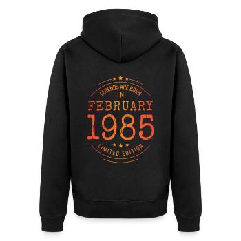 Anniversaire Février 1985 Edition Limitée Millésime - Veste à capuche bio Premium Unisexe - noir - Dos - Nico (187cm)
