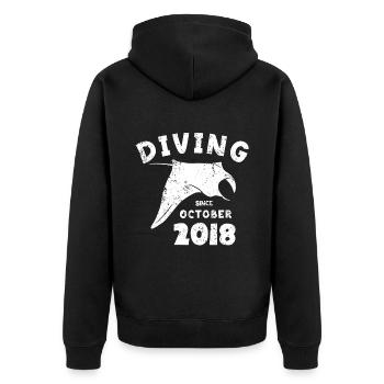 Taucher Geburtstag - Diving since October 2018 - Unisex Premium Bio Zip Hoodie - Schwarz - Hinten - Nico (187cm)