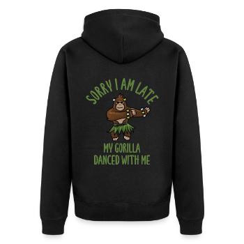 Gorilla tanzen Musik Party cooler Spruch - Unisex Premium Bio Zip Hoodie - Schwarz - Hinten - Nico (187cm)
