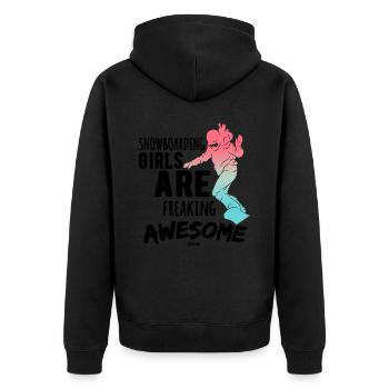Snowboard - Unisex Premium Bio Zip Hoodie - Schwarz - Hinten - Nico (187cm)