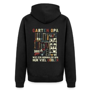 Gartenarbeit Opa Garten Lustiger Gärtner Opa - Unisex Premium Bio Zip Hoodie - Schwarz - Hinten - Nico (187cm)