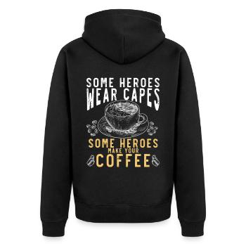 Drôle de buveur de café barista humour - Veste à capuche bio Premium Unisexe - noir - Dos - Nico (187cm)