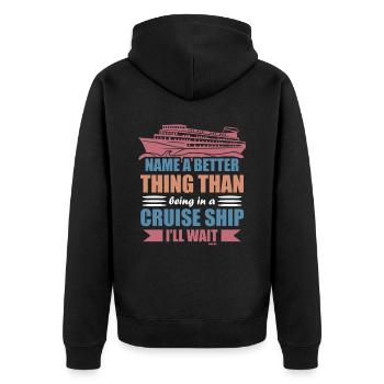 was ist besser als Kreuzfahrten - Unisex Premium Bio Zip Hoodie - Schwarz - Hinten - Nico (187cm)