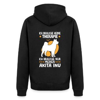 Ich brauche nur meinen Akita Inu japanischer Spitz - Unisex Premium Bio Zip Hoodie - Schwarz - Hinten - Nico (187cm)