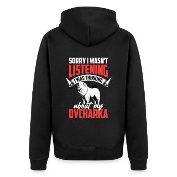 Thought of Ovcharka Caucasian Ovcharka - Unisex Premium Organic Zip Hoodie - black - Back - Nico (187cm)